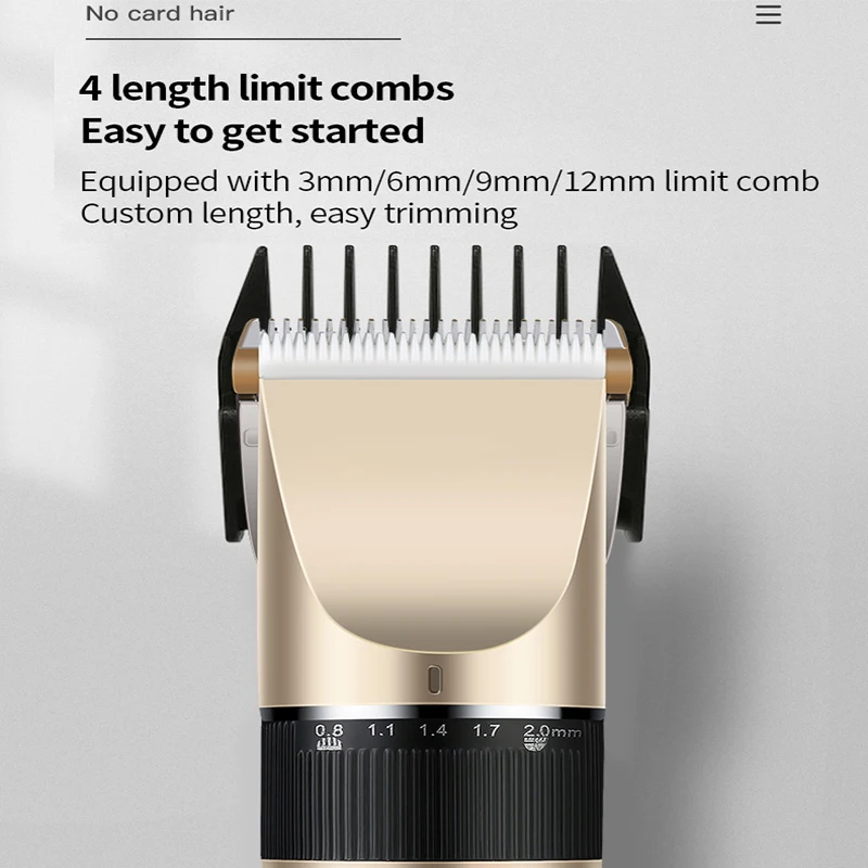 Hair Clipper Set Rechargeable Hair Cutting Machine Ceramic Blade Low Noise Adult Kid Haircut Men's Barber Beard Trimmer 6