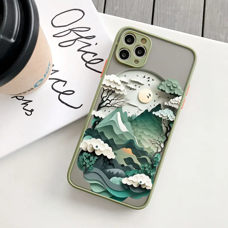 Landschaftsdruck Handyhülle für iPhone XS X XR 17 16 14 11 12 13 15 Pro Max Mini 16 Plus Berge und Flüsse Stoßfeste Schutzhülle – Detail 4