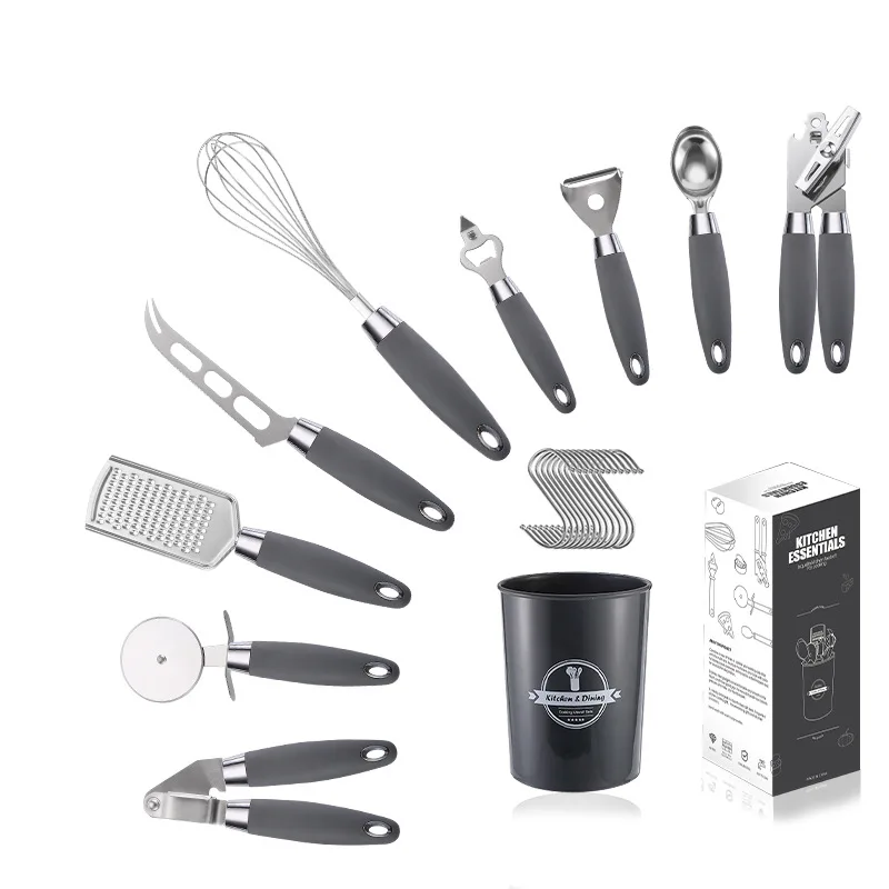 Kitchen Accessories Silicone Handel Stainless Steel Kitchenware Set Utensils Resistant Cutting Opener Slicer