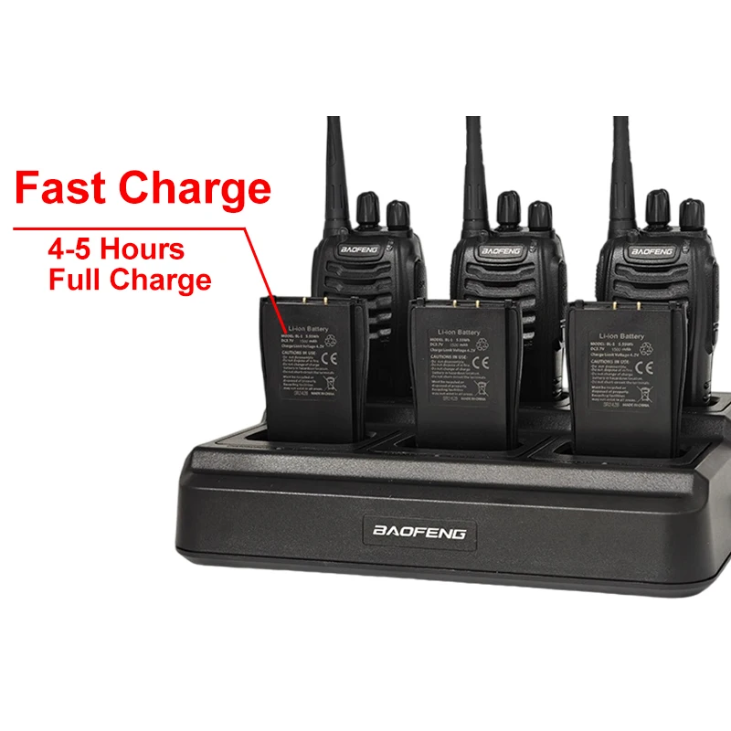 6PCS Baofeng BF-888S Walkie Talkie 16CH VOX UHF 400-470MHz Portable Amateur Two Way Radios For Hunting With 888S Six Way Charger 2