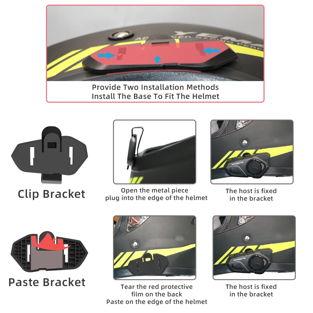 WAYXIN T2 Helm-Headset, Motorrad-Bluetooth-Gegensprechanlage für 2-Fahrer, Intercomunicador Motos Interphone BT 5.0, wasserdichter Biker – Detail 10