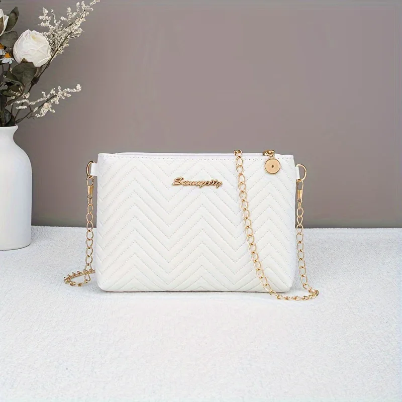 New Minimalist Women'S Handbag Chain Striped Crossbody Bag Dual-Use Women'S Bag