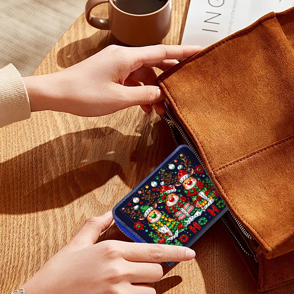 Rhinestone Makeup Bag DIY Diamond Art Crystal Rhinestone Purse Zipper Closure Bling Diamond Dot Diamond Card Pack DIY Craft Gift