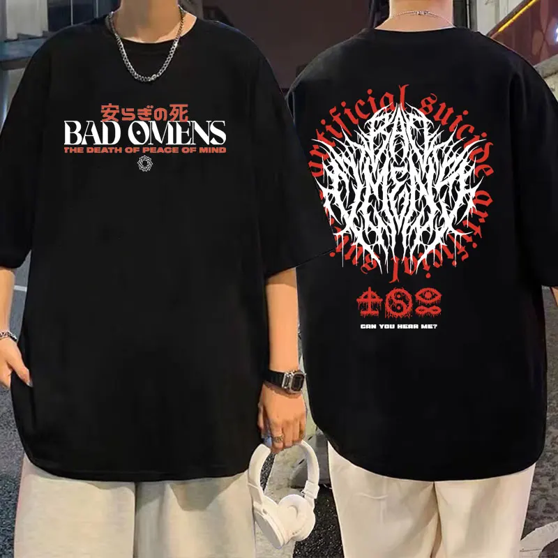 

Rock Men Women Vintage Oversized Short Sleeve T Shirt Bad Omens Tour 2023 American Music Graphic Tshirt Can You Hear Me T-shirts