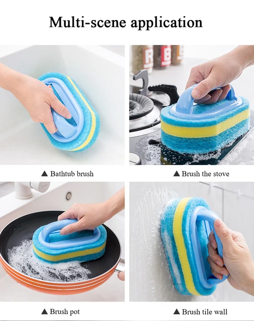 Sponge Cleaning Brush Handle Tiles Brush Kitchen Bathroom Stove Bathtub  Sink Glass Window Dish Pot Cleaning Brush Clean Tools - AliExpress