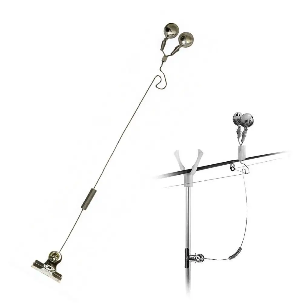 Alarme de touche double cloches en acier inox anti-corrosion pour pêche à la carpe nocturne