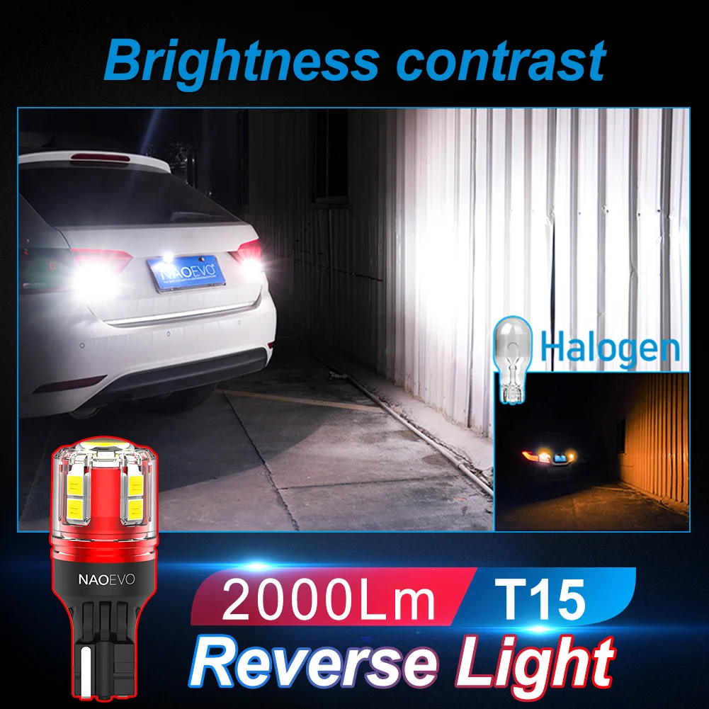 NAO W16W LED 조명, T15, T16, 12V, 24V, 2000Lm, 자동차 백업 전구, 화이트, 레드, 912, Bmw e46, e90, e39 용, 자동 리버스 테일 램프 액세서리