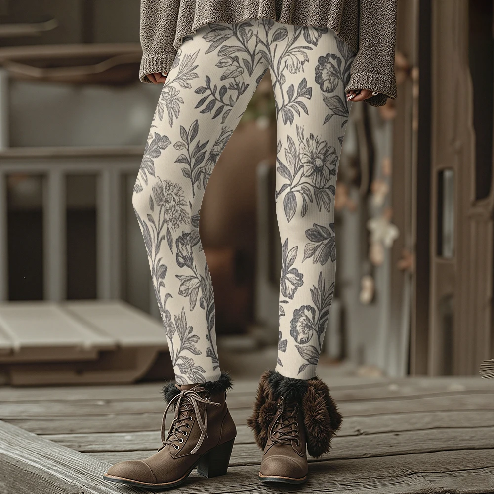 Las mejores medias con estampado Floral bohemio azul y rosa, mallas suaves y elásticas para salón, ropa de calle cálida de invierno para mujer de talla grande