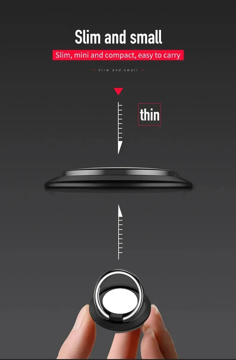 360 Degree Rotating Finger Ring Mobile Phone Holder for iPhone Samsung Huawei Redmi Universal Car Magnetic Mount Pad Metal Stand