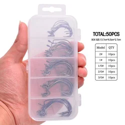 Premium High - Carbon Steel Fishing Hooks Variety Pack - 50 - Piece Set (1)