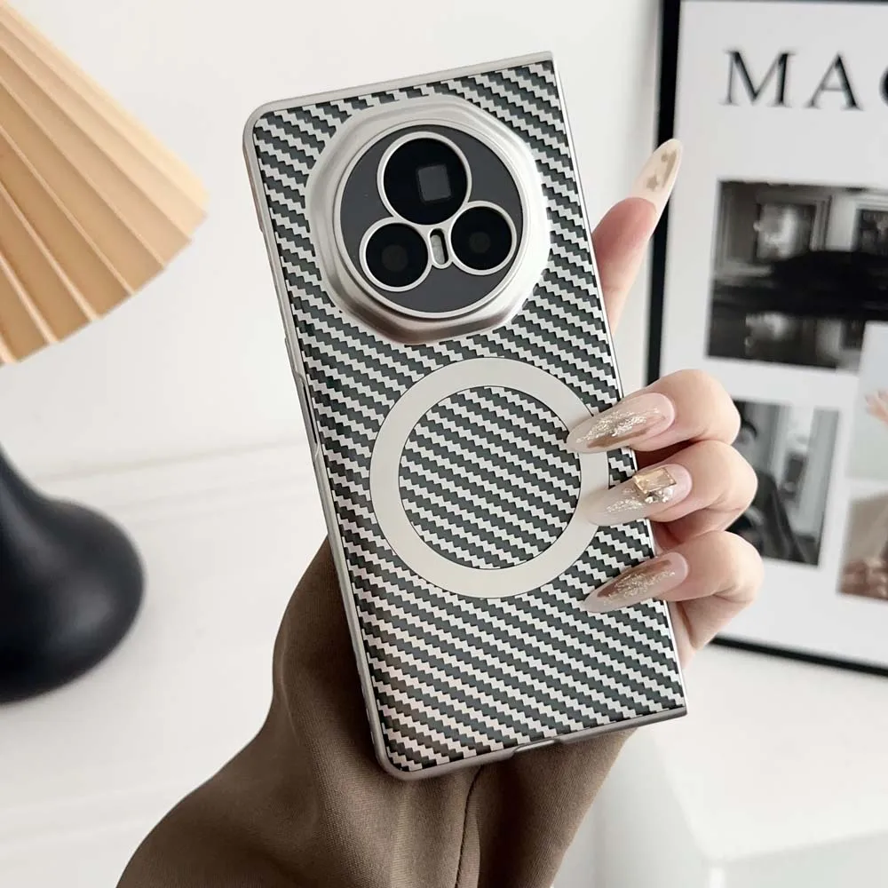 Carbon Fibre Texture Magnetic Clear Case with Magsafe Compatibility