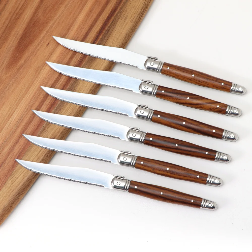 Jaswehome6PcsStainlessSteakCutleryErgonomicTablewareBright