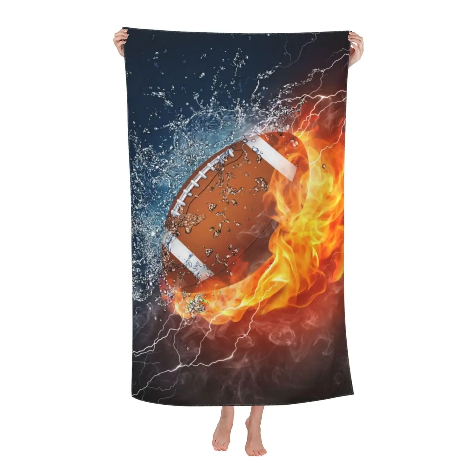 

American Football Sport Beach Towel Soft Absorbent Microfiber Quick Dry Oversized Portable Bath Towels for Bathroom Men Boys