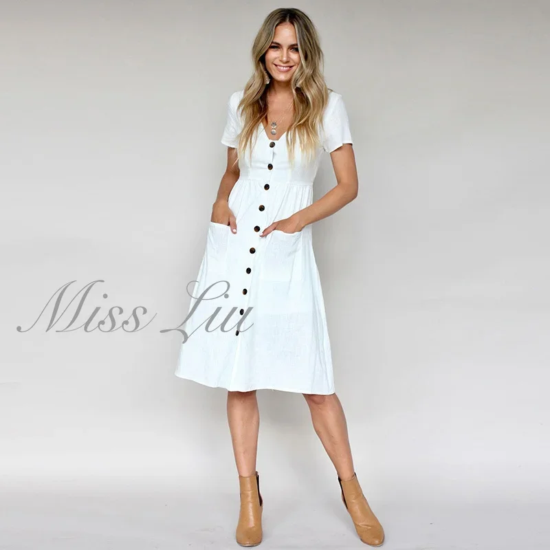 

Dresses for Women 2023 Spring and Summer Chic and Elegant Commuting Leisure Comfort V-neck Summer Womens Long New In Dresses