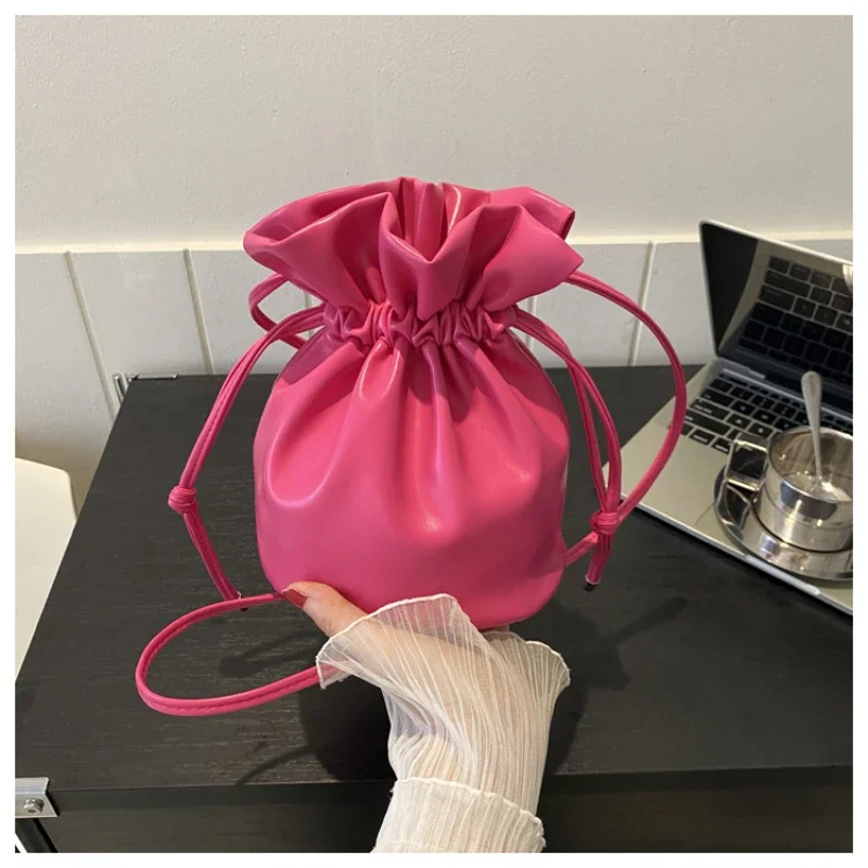 

Ladies Bags on Sale 2023 Summer Fashion Pc Drawstrings Solid Color Versatile Bucket High-end Sense of Simplicity Crossbody Bags