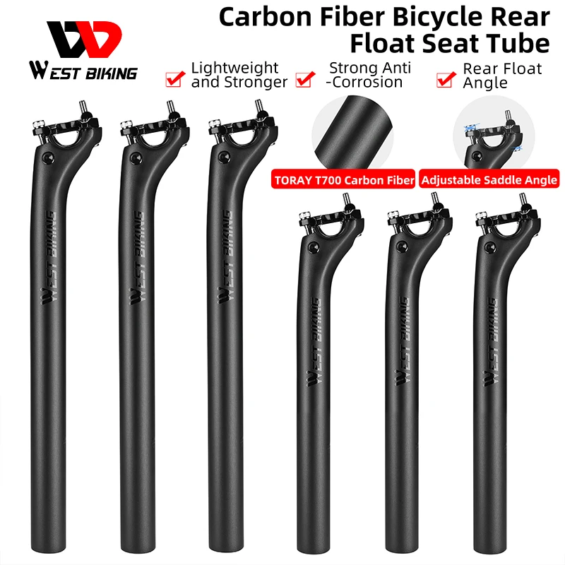 

WEST BIKING Carbon Seatpost 27.2/30.8/31.6mm Black MTB Road Bike Seat Post Length 350/400mm Seat Tube Bicycle Parts