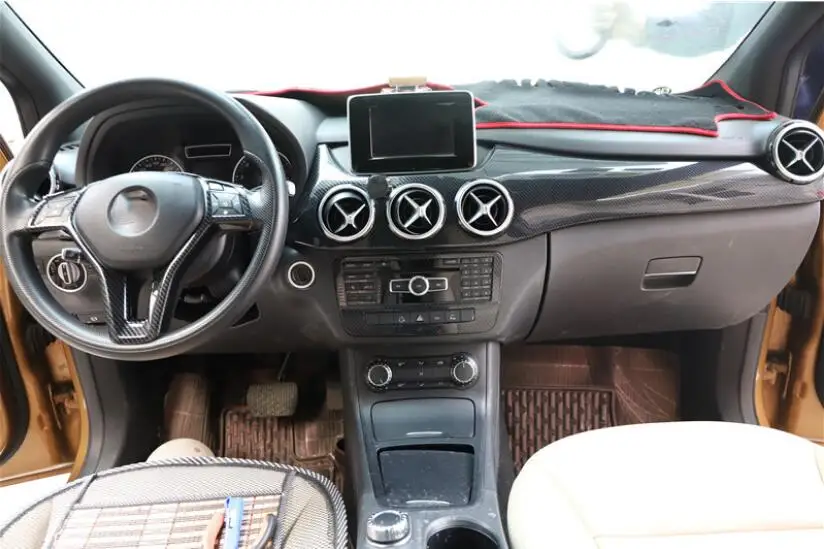 

Car Interior Mouldings Decorative Trim Frame Interior Sequins Carbon Fiber Color For Mercedes-Benz B Class 2011 2012 2013 -2018