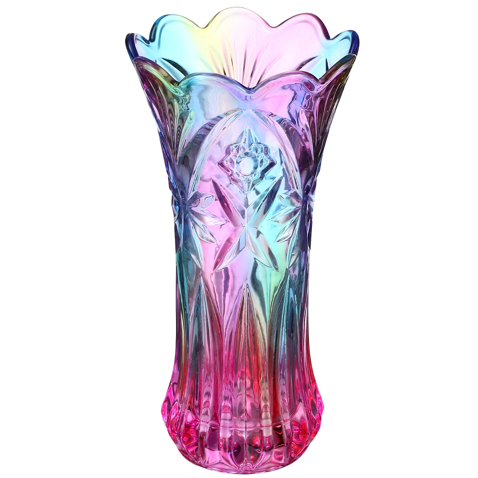 Round Colorful Vase Artificial Flowers Cardinal Decor Glass and Plant Container 3