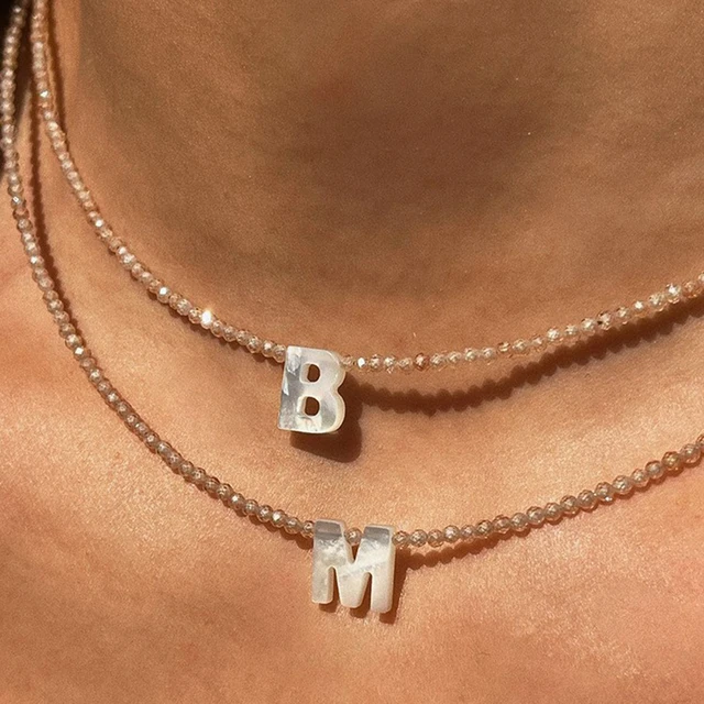 Custom Name Necklaces with Crystal Initial 1
