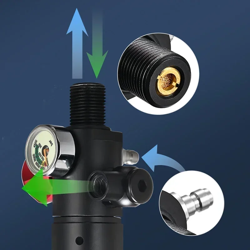 Lung Tank Diving mini underwater cylinder Scuba Oxygen 1L Cylinder Underwater Breather with Breathing Valve C Set scuba cylinder tank