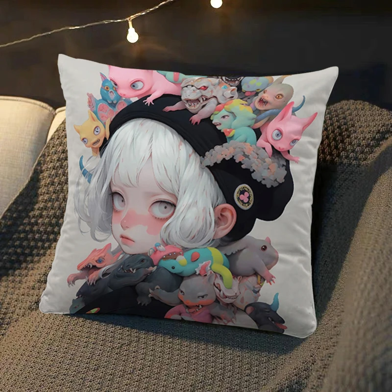 

Pillow Case Cute Children and Animals Pillowcases Square Cushion Cover Pillow Covers Sofa Bed Room Decor Dakimakura Wedding Gift