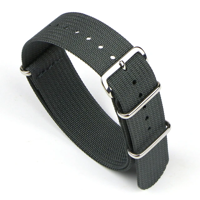 New Ribbed Nato Strap 18mm 20mm 22mm Nylon Watch Straps Braid Ballistic Fabric Watchband Accessories for Military Watch Band DARK GRAY
