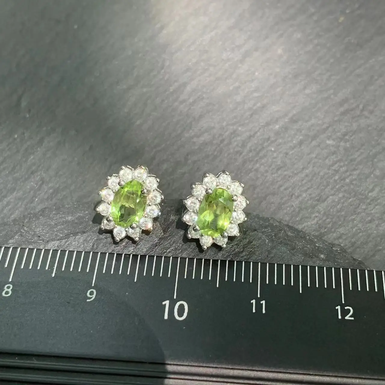 MM Natural Peridot 925 Sterling Silver Stud Earrings For Women Jewelry Gift Simple Peridot Jewelry Green