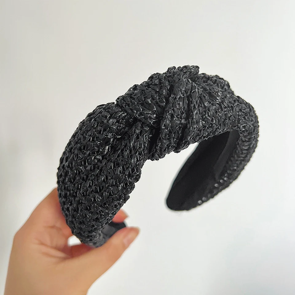 Fascia per capelli in velluto annodata, larga, per donne e ragazze