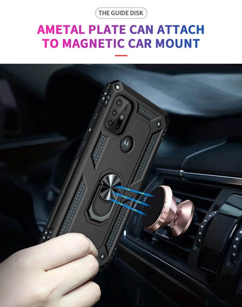Shockproof Armor Phone Case with Ring Holder and Back Cover