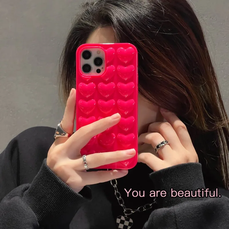 Three Dimensional Heart Electroplated Phone Case with Anti-Drop Protection
