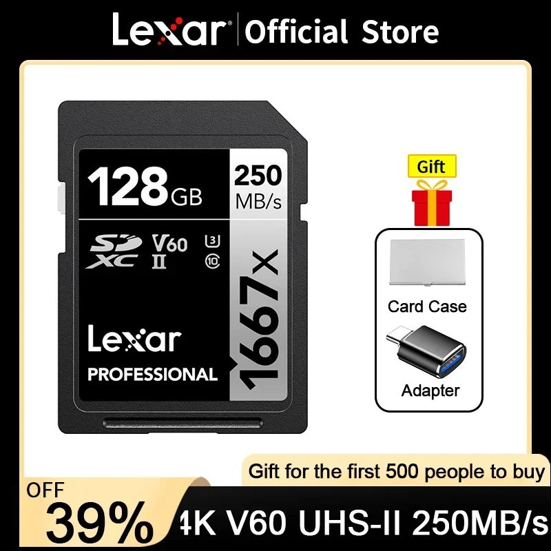 Lexar 카메라용  SD 카드, 메모리 카드, SDXC UHS-II, V60, U..