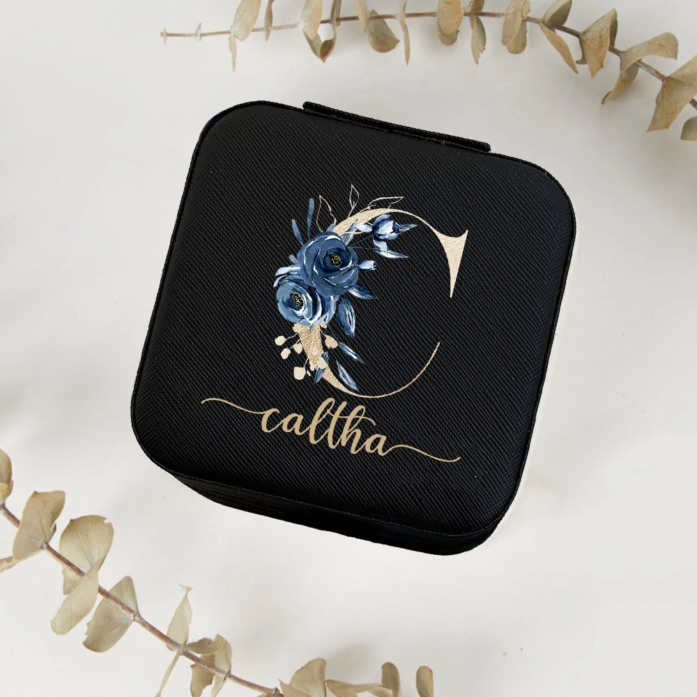 Custom Leather Jewelry Box with Name Personalized Travel Jewelry Organizer Storage Case Bridesmaid Proposal Gifts
