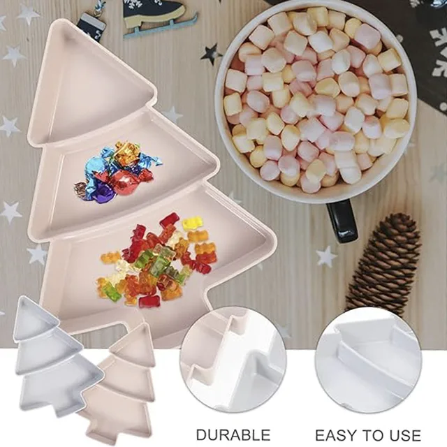 Bandeja de frutas con forma de árbol de Navidad para decoración del hogar Bandeja de frutas con forma de árbol de Navidad Rejilla dividida Plato de aperitivos para el hogar Plato de dulces de plástico - Image 3