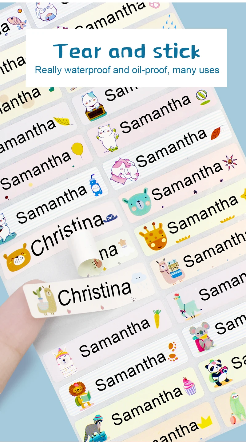 Name Sticker Custom Waterproof Kawaii Decals Personalized First Name Label for Children School Stationery Bottle Tag