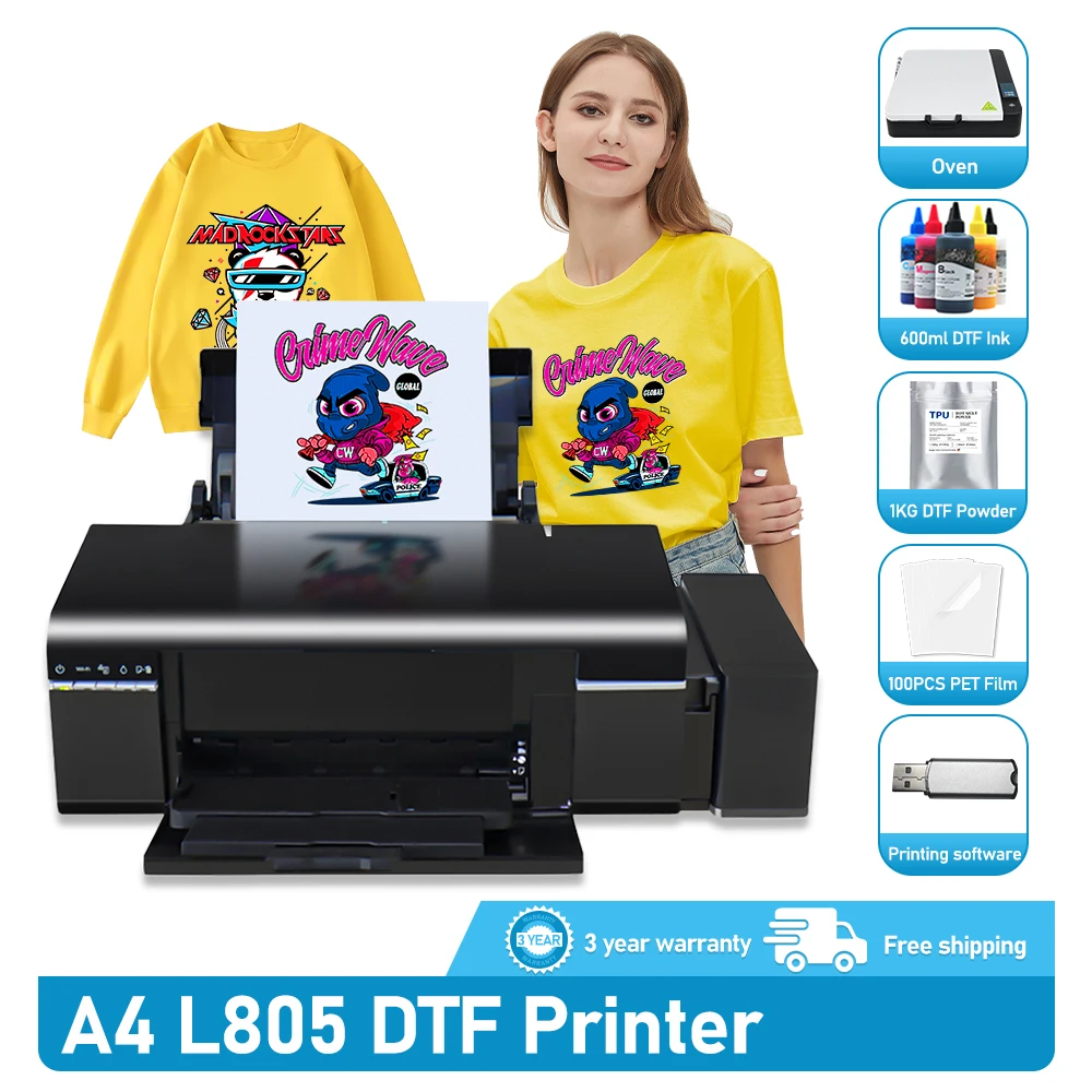 US A4 DTF transfer heat transfer printer L805 printer for cloth bag T-shirt  Hat