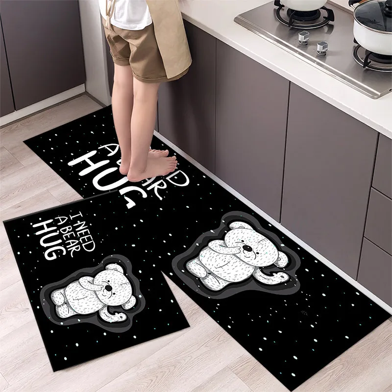 Cute Cat Kitchen Floor Mat Anti Slip Bedroom Living Room Bedside Area Rug Hallway Soft Washable Carpet Bathroom Entrance Doormat