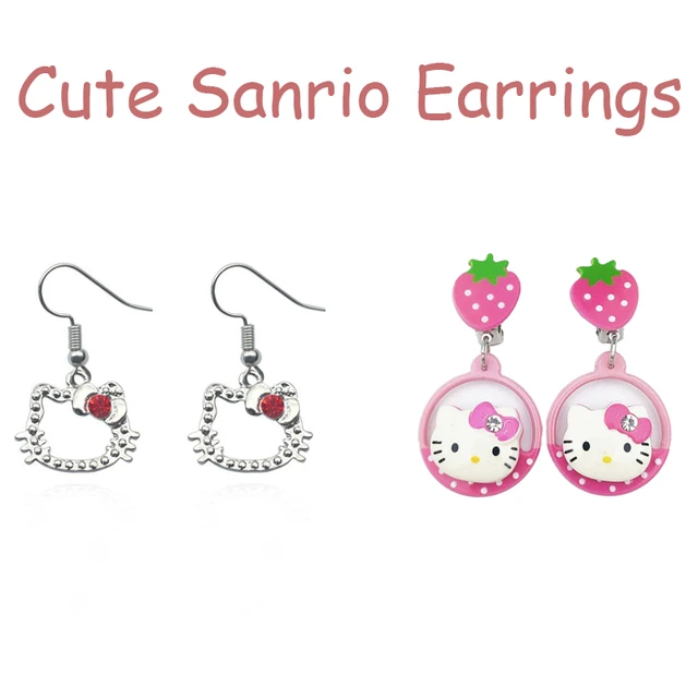 Sanrio Hello Kitty Clip Earrings Women Sweet Fairy Earring Painless Earrings  Without Piercing Y2k Girls Cartoon