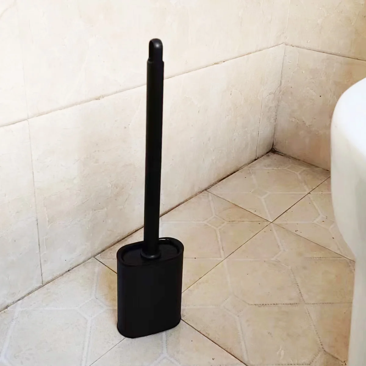 Set Scopino WC Con Porta In Ceramica E Asta In Alluminio - Montaggio A Parete