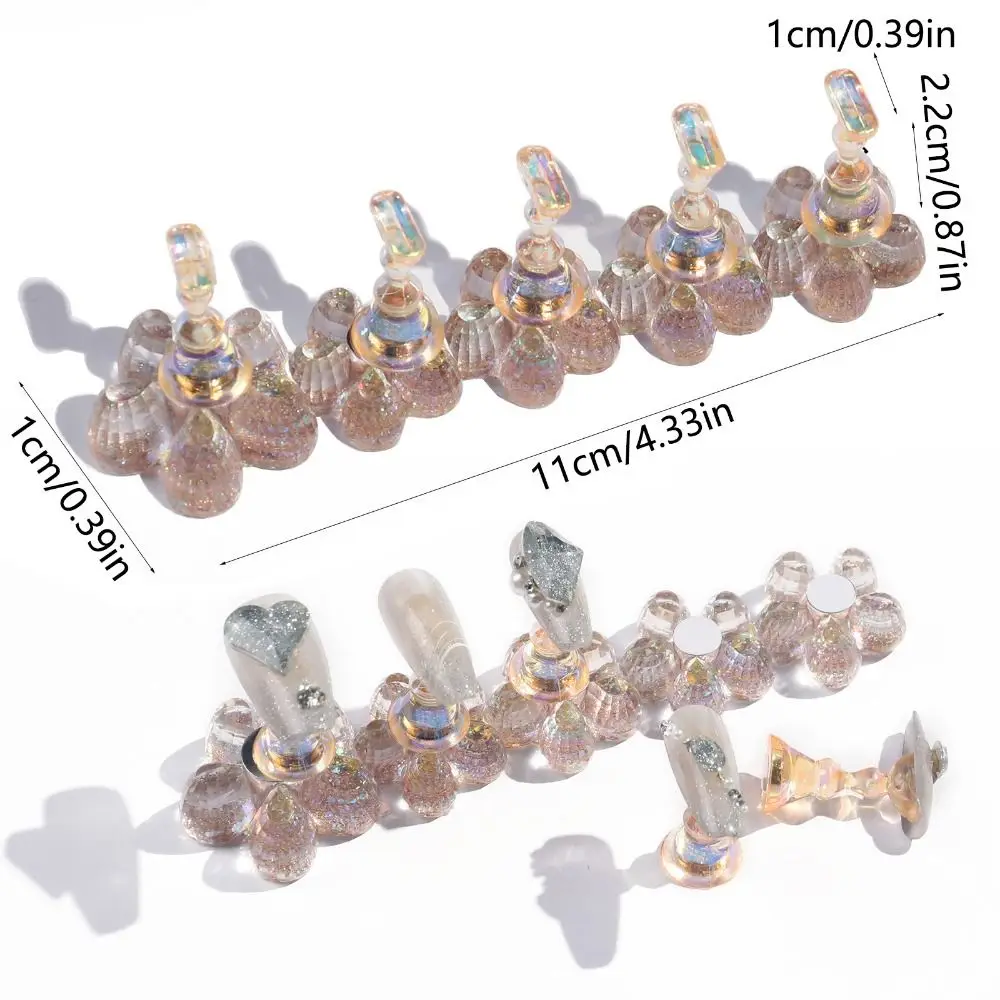 Crystal Flower Shape Magnetic Nail Holder Shiny Press on Nail Art Display Kit Reusable Strong Magnetic