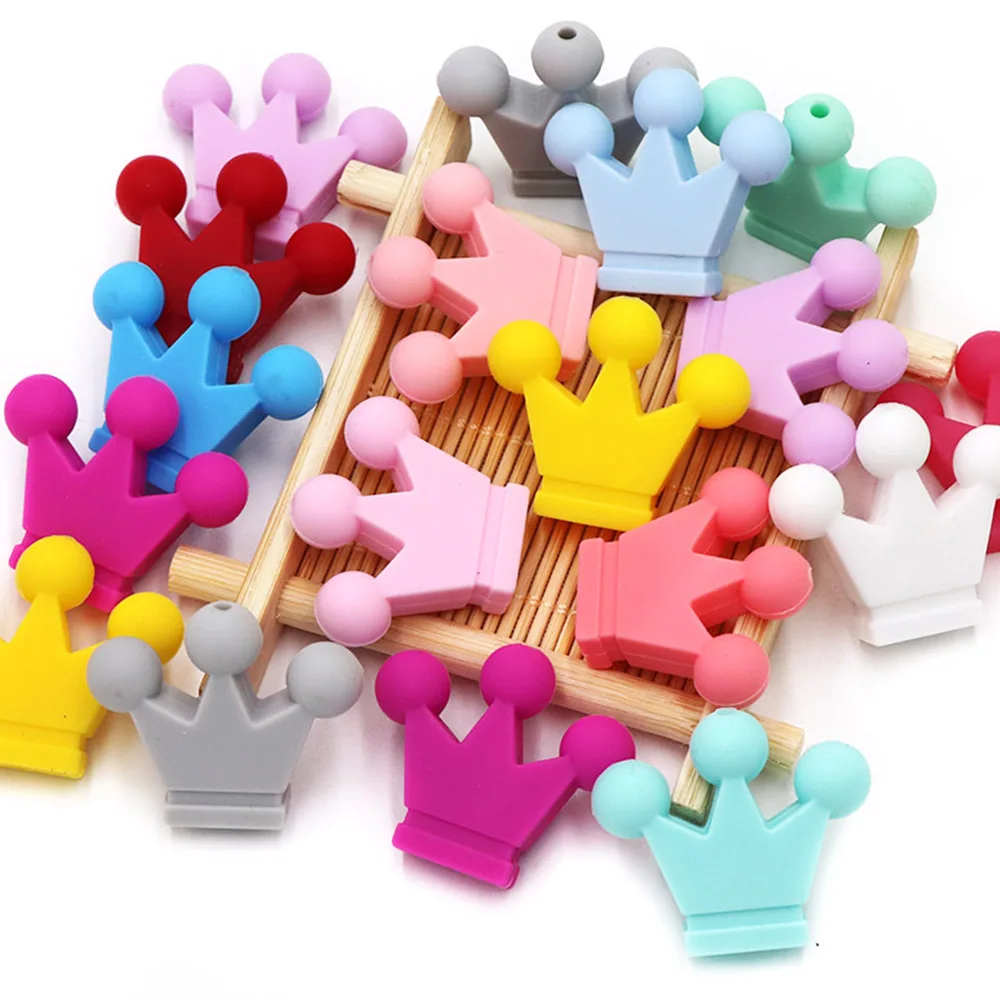 BOBO.BOX 10pcs 크라운 실리콘 구슬 Teething 장난감 음식 학년 DIY 목걸이 팔찌 Pacifier 체인 실리콘 Teether BPA 무료