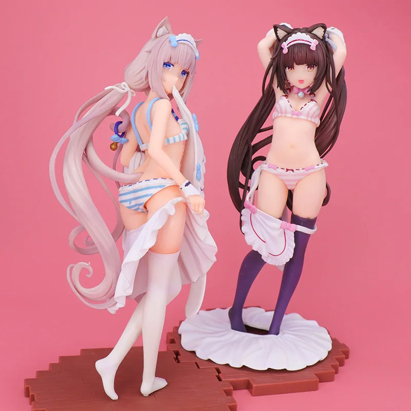 

27CM NEKOPARA OVA Vanilla Chocolate Beautiful Girl Standing Position Figure Manga Collection Decorate Ornaments Model Gift Toys