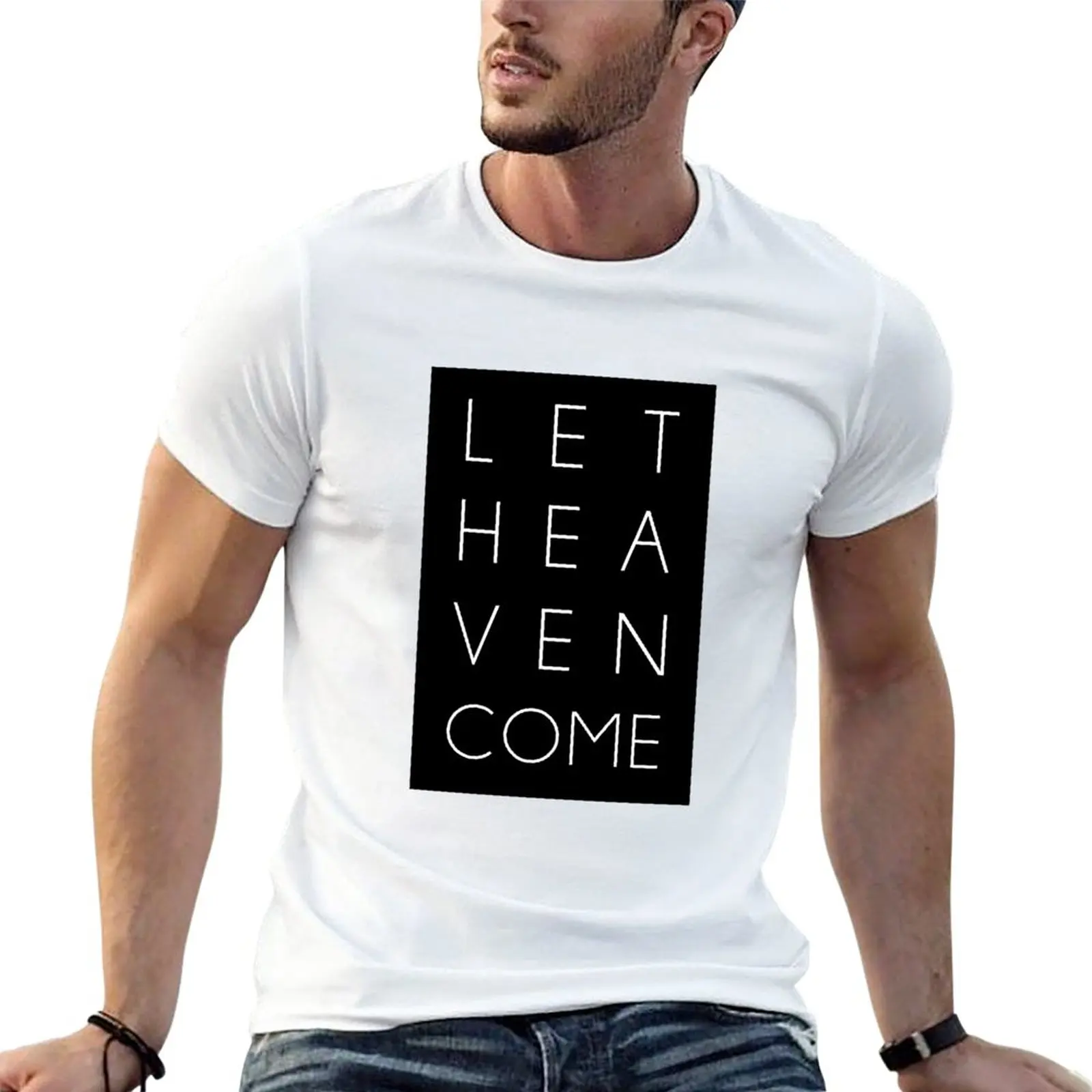 

Let Heaven Come T-Shirt plus sizes new edition Short sleeve tee plain black t shirts men