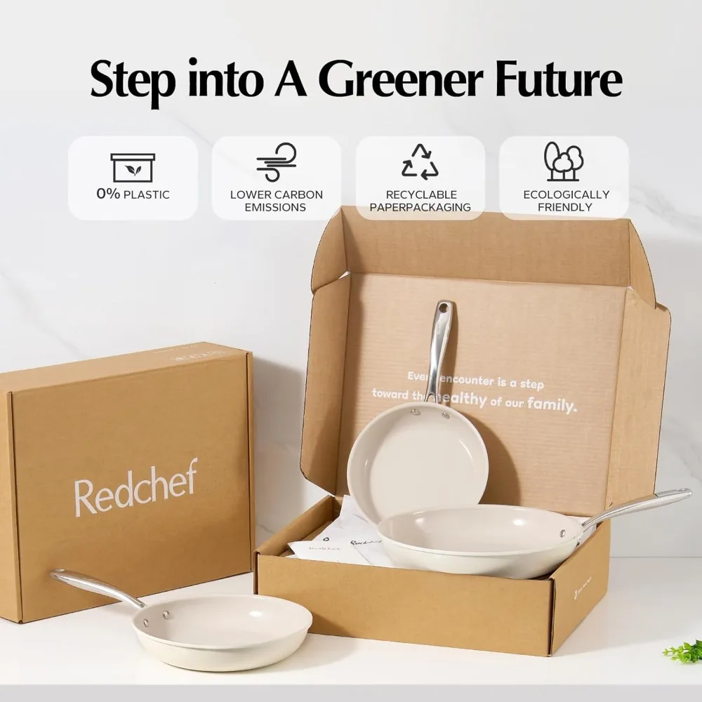 Nonstick Frying Pans Set, Ceramic Pan Skillet, Non Toxic Pans for Cooking, 8" 9.5" 11" Ceramic Frying Pan Set PFAS & PTFE & PFO