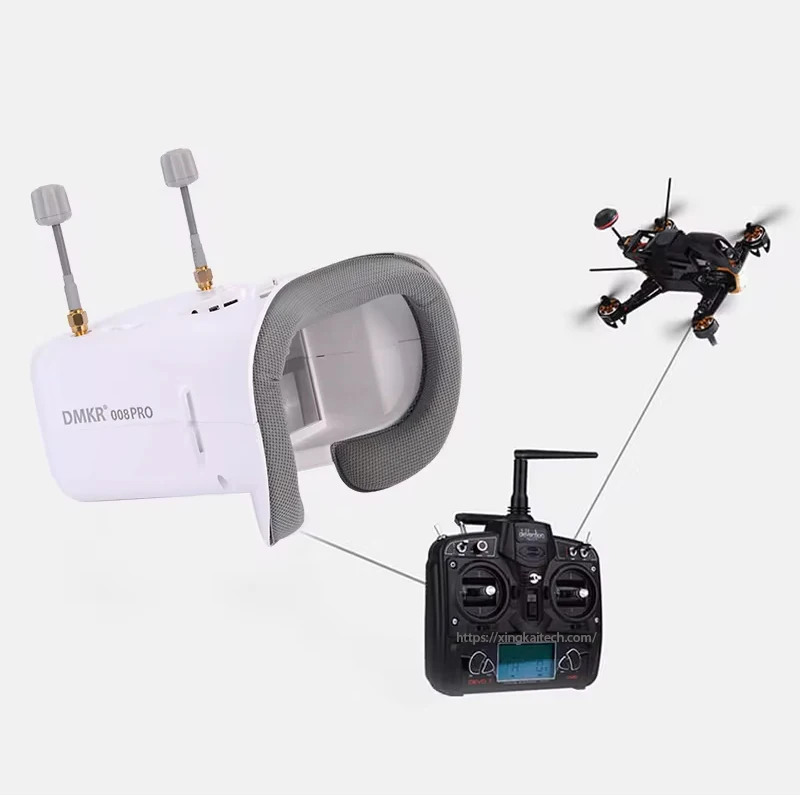 Lunettes FPV 4.3 pouces HD 5.8G 40CH avec antennes et écran détachable pour drone de course