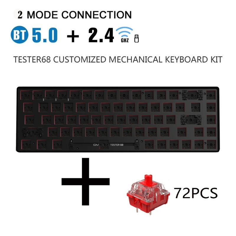 TESTER68 맞춤형 기계식 키보드 키트 2.4G BT5.0 호환 5.0 DropShipping