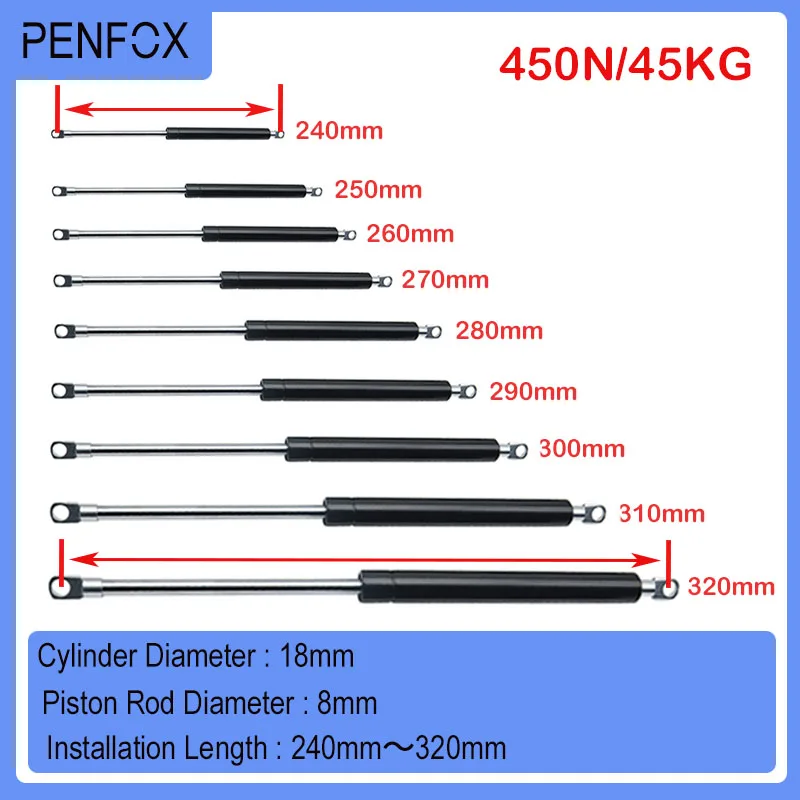 1ks 240mm-320mm 45kg/450n auto hydraulické zvedat podpora vzdušina vzpěra hydraulické jaro pant kuchyň kredenc pant nábytek hardware