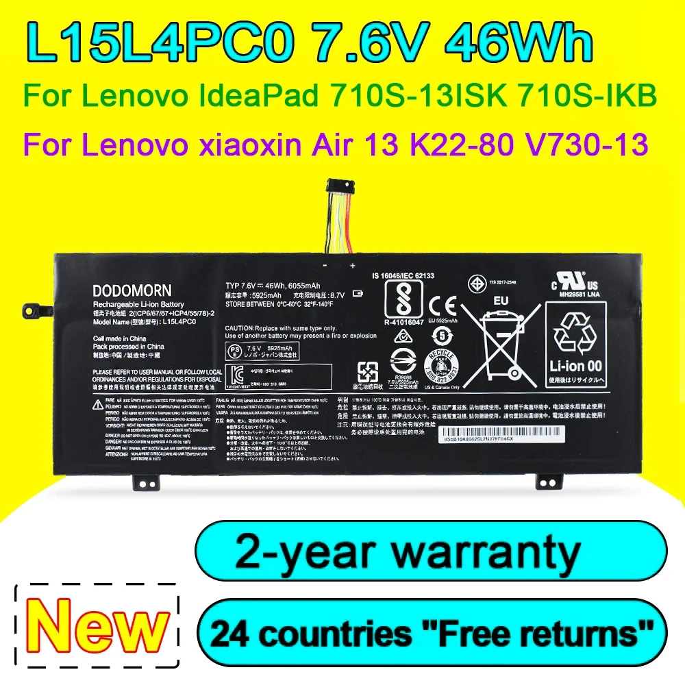 

Laptop Battery L15L4PC0 For Lenovo IdeaPad 710S-13IKB 710S-13ISK V730-13 K22-80 For Lenovo XiaoXin Air 13IKB Pro 13 Pro Series