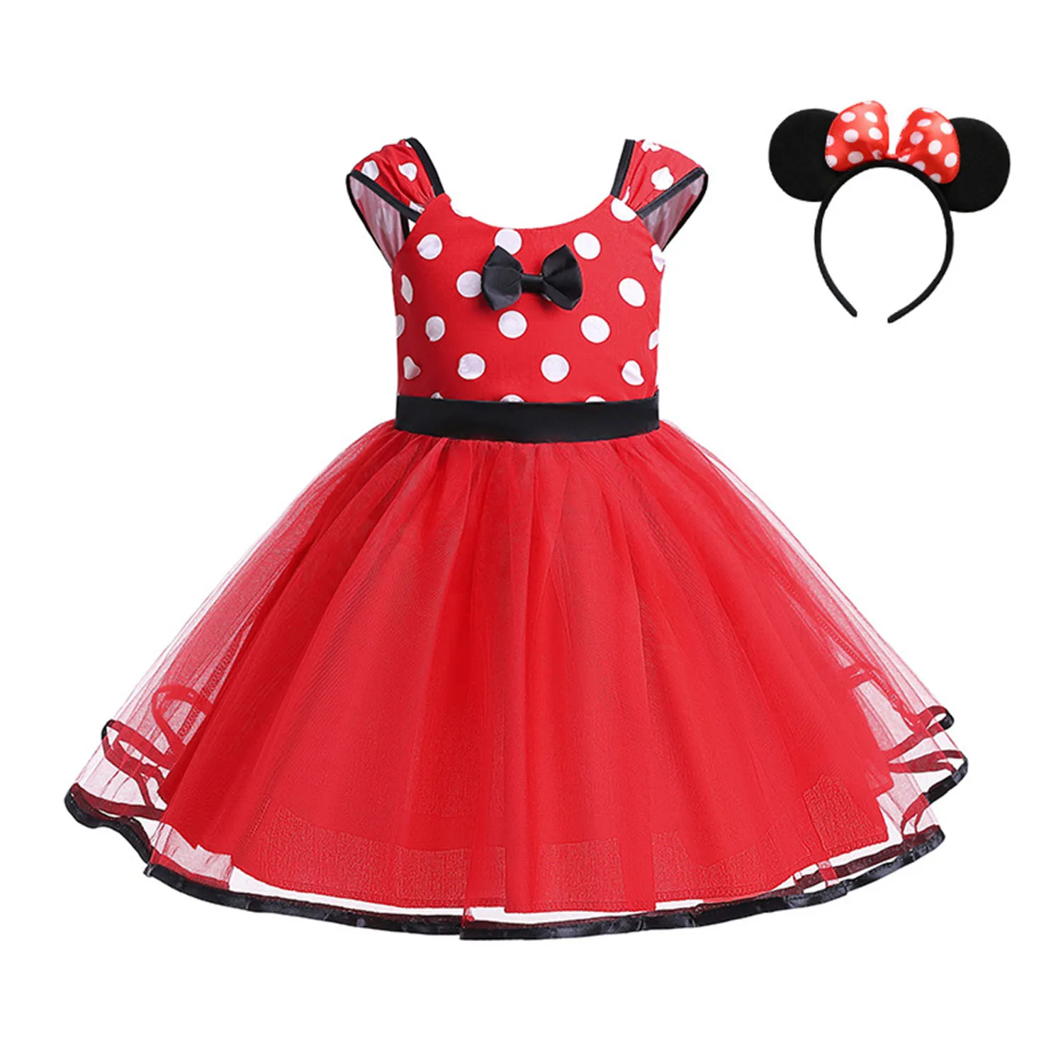 Toddler Little Girls Black-Red Polka Dot Mouse Cosplay Costume Girls Birthday Party Dress Holiday Dress 3475020 cosplay costume,kids girls dress