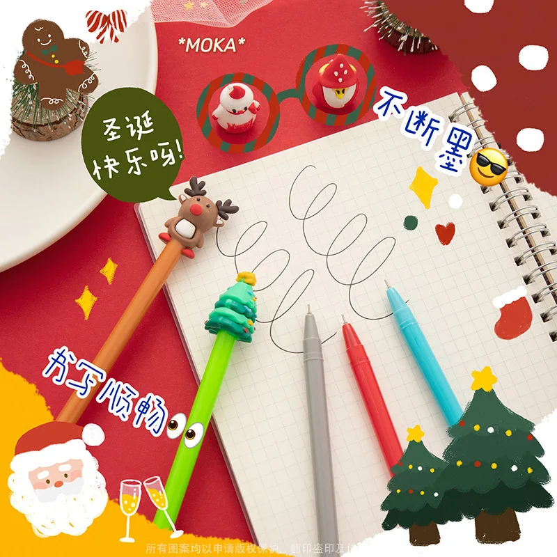 

24 Pcs Wholesale Christmas Stationery Cartoon Neutral Pens School Supplies 0.5mm Fountain Pens Student Gifts Christmas Wholesale