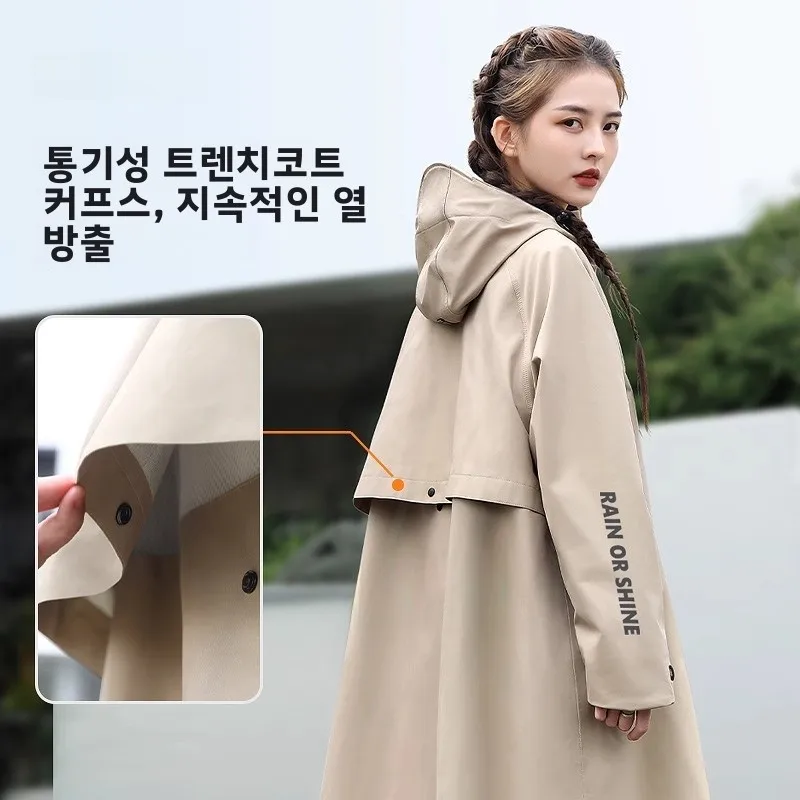 긴 기장의 야외용 전기차 우비, 남녀공용 성인용 전신 방수 우비, 하이커용 레인 판초
